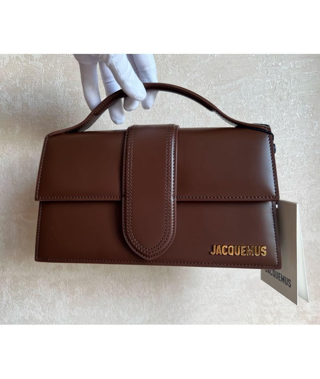 JACQUEMUS Коричневая кожаная сумка через плечо, фото 5
