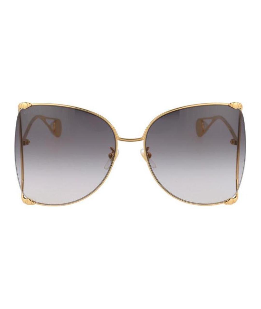 GUCCI Золотые металлические солнцезащитные очки, фото 2