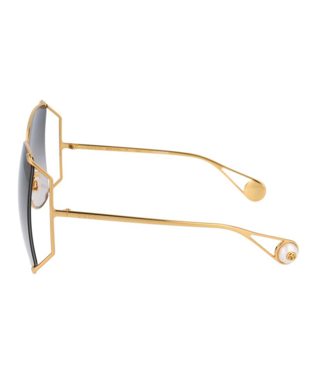 GUCCI Золотые металлические солнцезащитные очки, фото 3