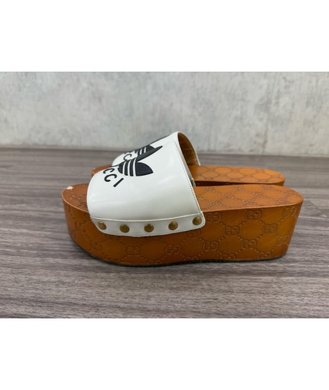 GUCCI Белые кожаные сабо, фото 3