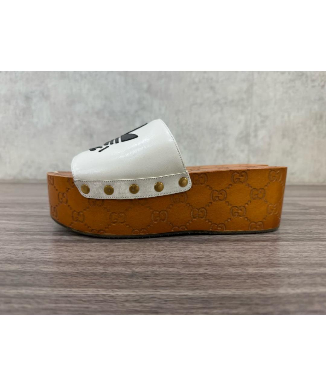GUCCI Белые кожаные сабо, фото 4