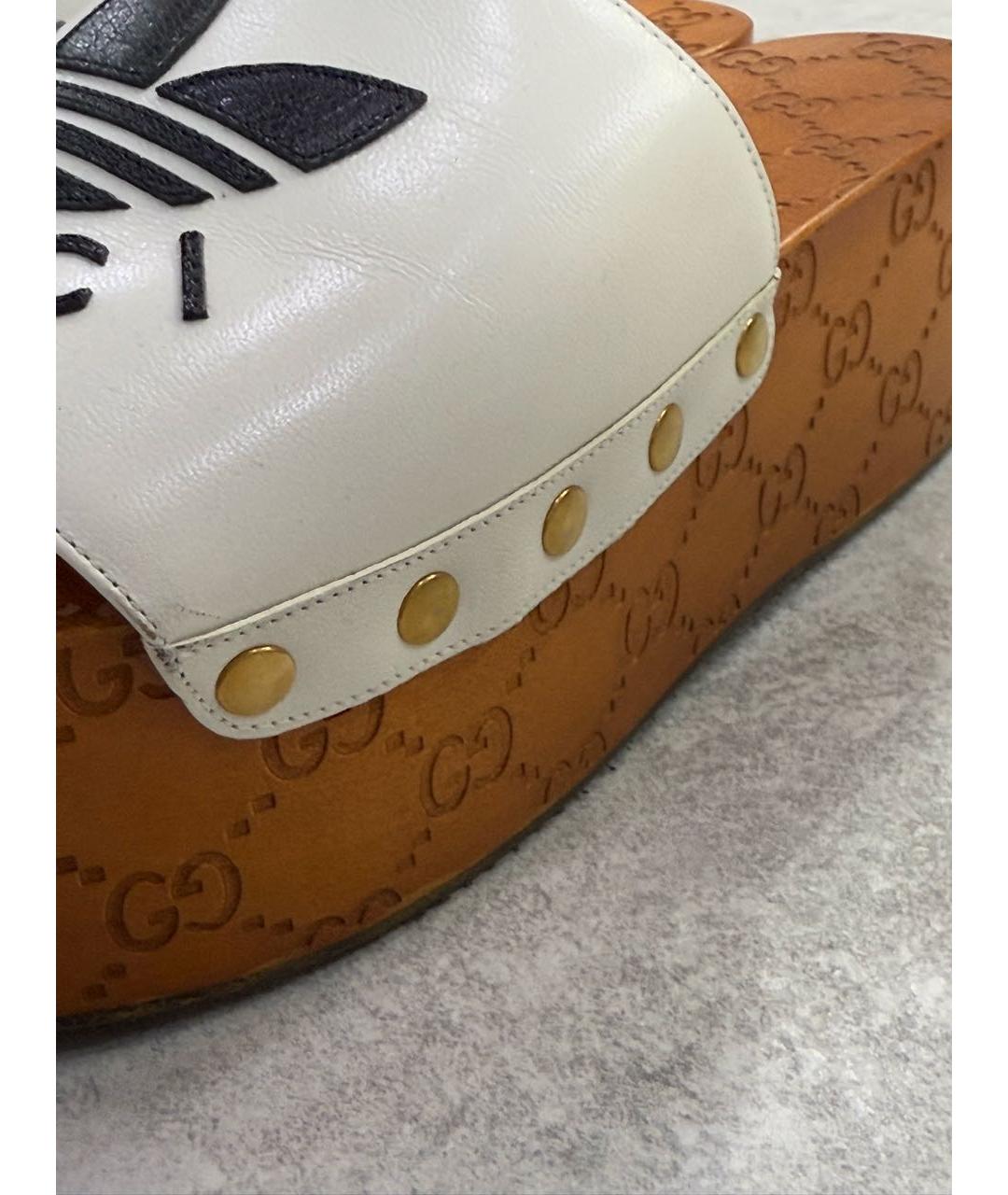 GUCCI Белые кожаные сабо, фото 7