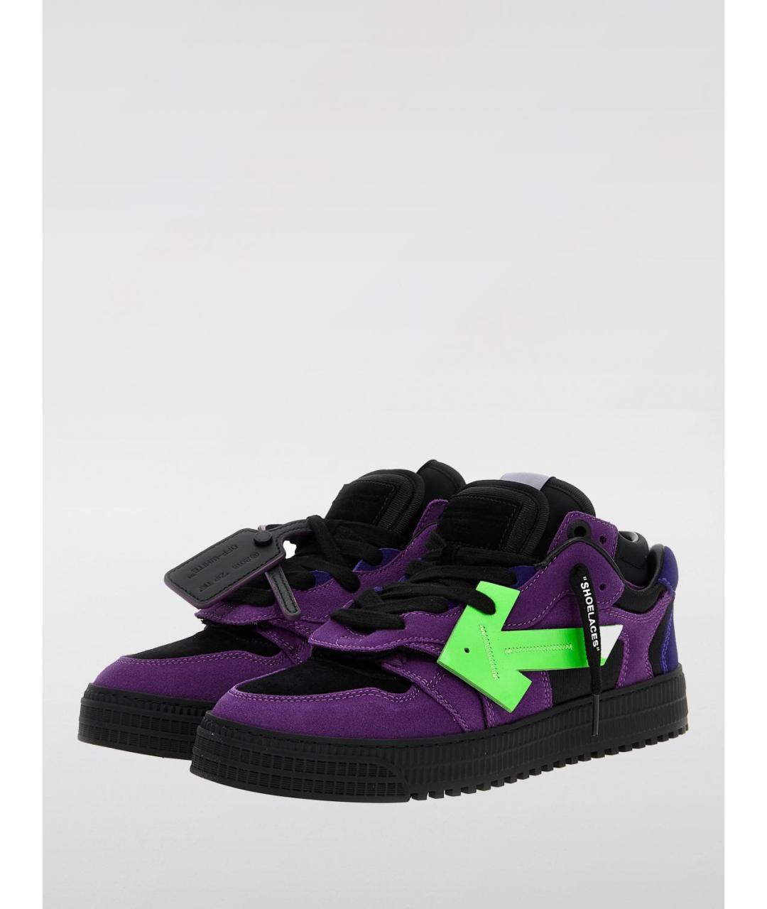 OFF-WHITE Фиолетовые замшевые высокие кроссовки / кеды, фото 2