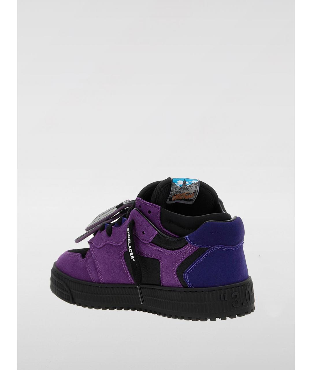 OFF-WHITE Фиолетовые замшевые высокие кроссовки / кеды, фото 3