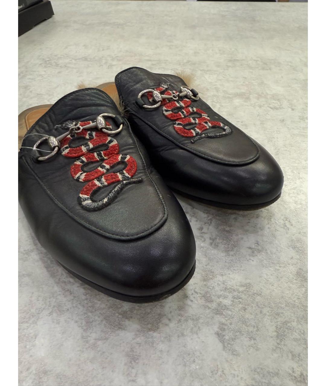 GUCCI Черные кожаные мюли, фото 3