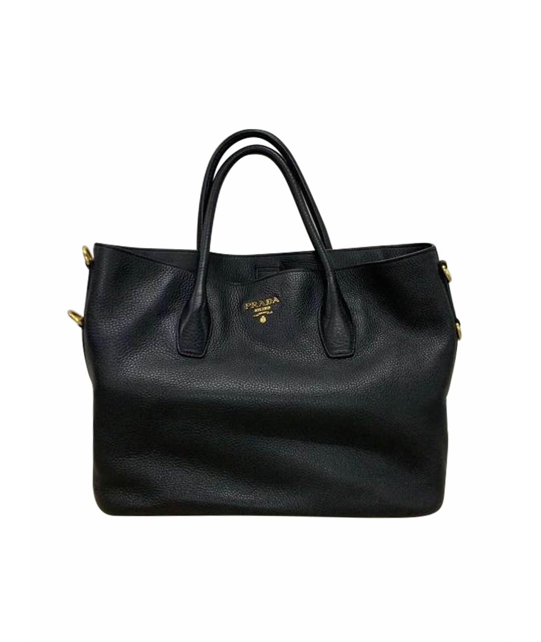 PRADA Черная кожаная сумка тоут, фото 1