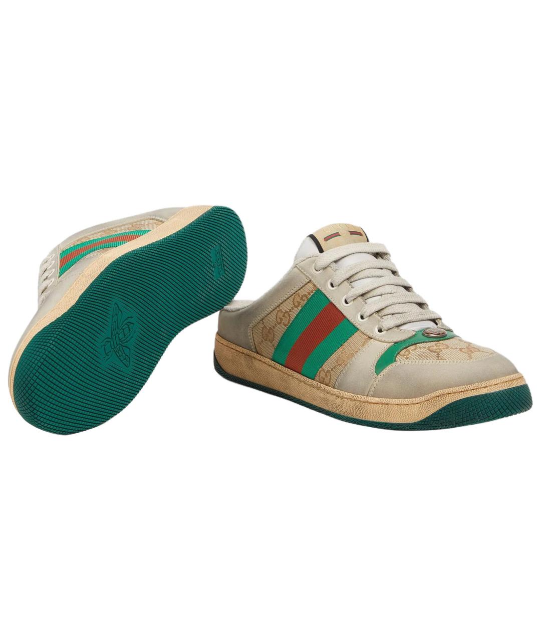GUCCI Бежевые низкие кроссовки / кеды, фото 5