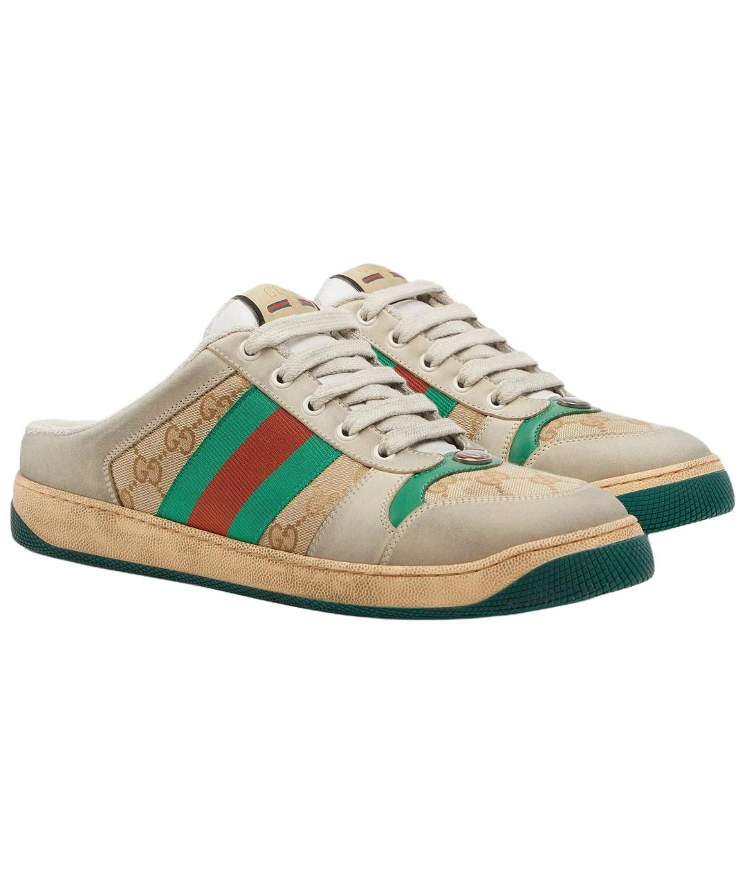 GUCCI Бежевые низкие кроссовки / кеды, фото 3