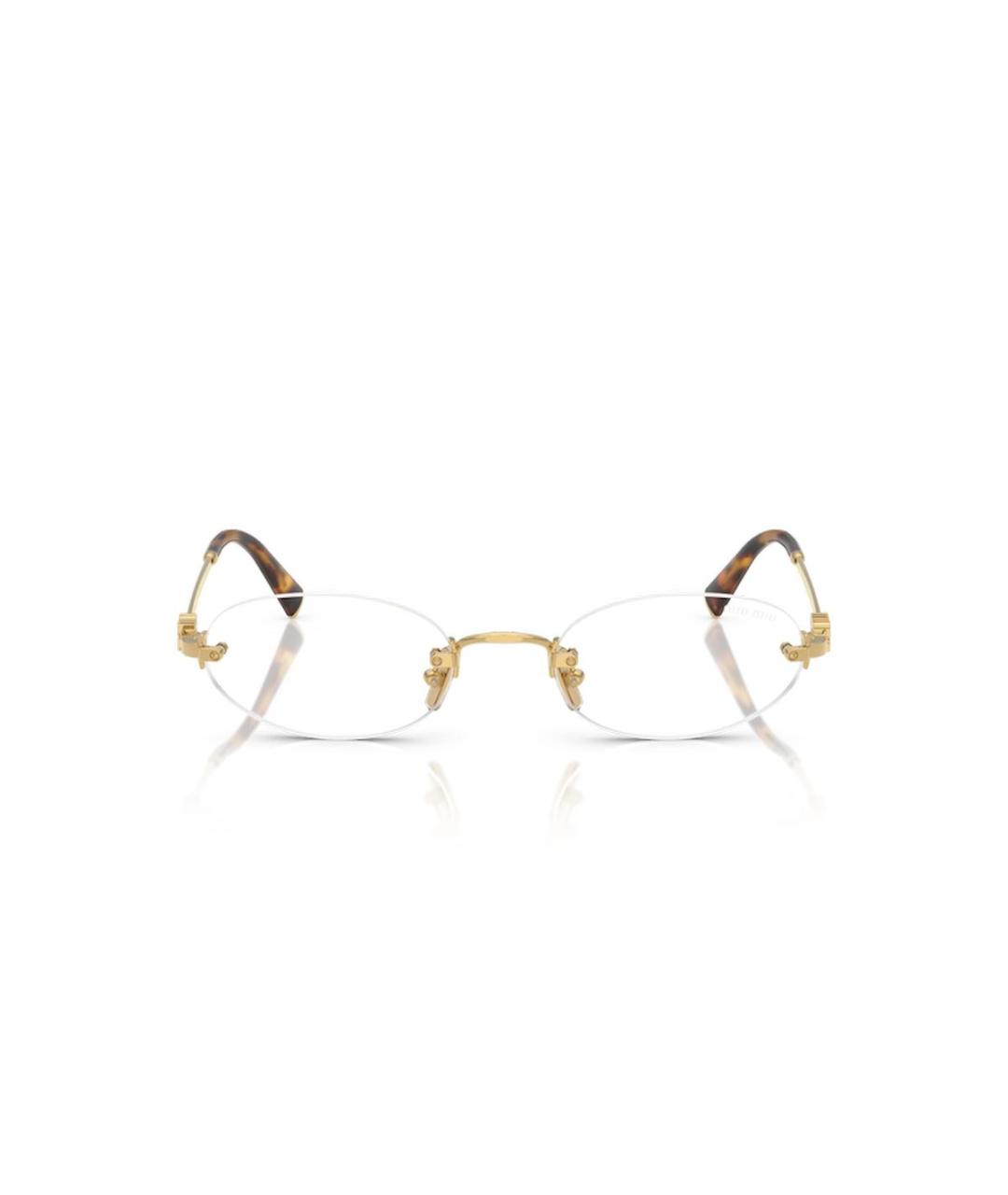 MIU MIU Золотые металлические солнцезащитные очки, фото 2