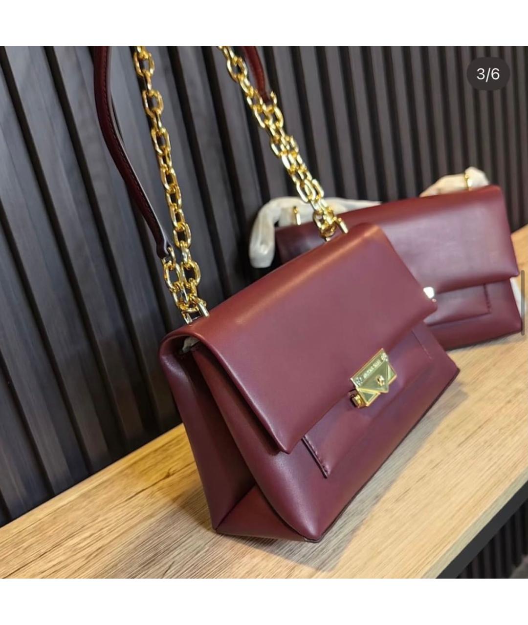 MICHAEL KORS Бордовая кожаная сумка через плечо, фото 3