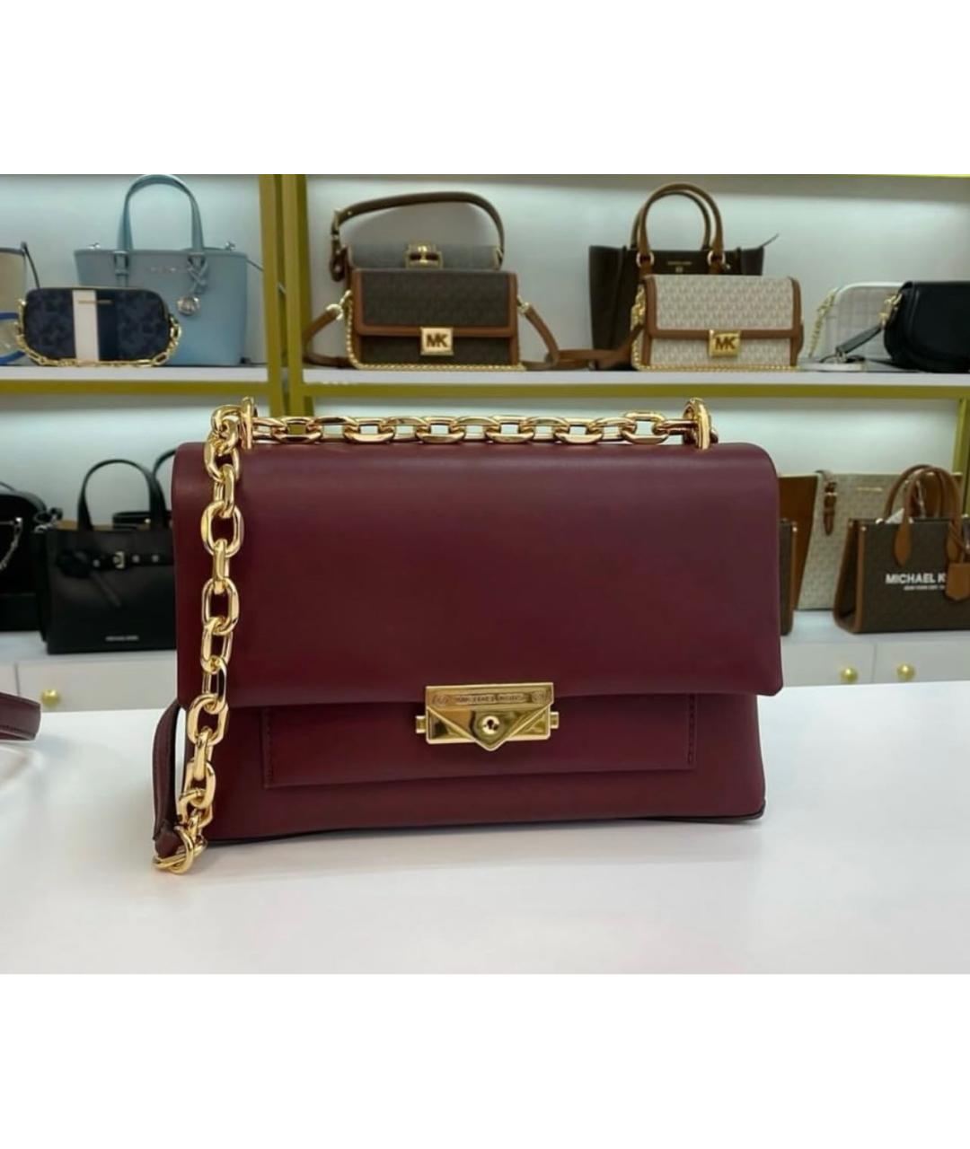 MICHAEL KORS Бордовая кожаная сумка через плечо, фото 2