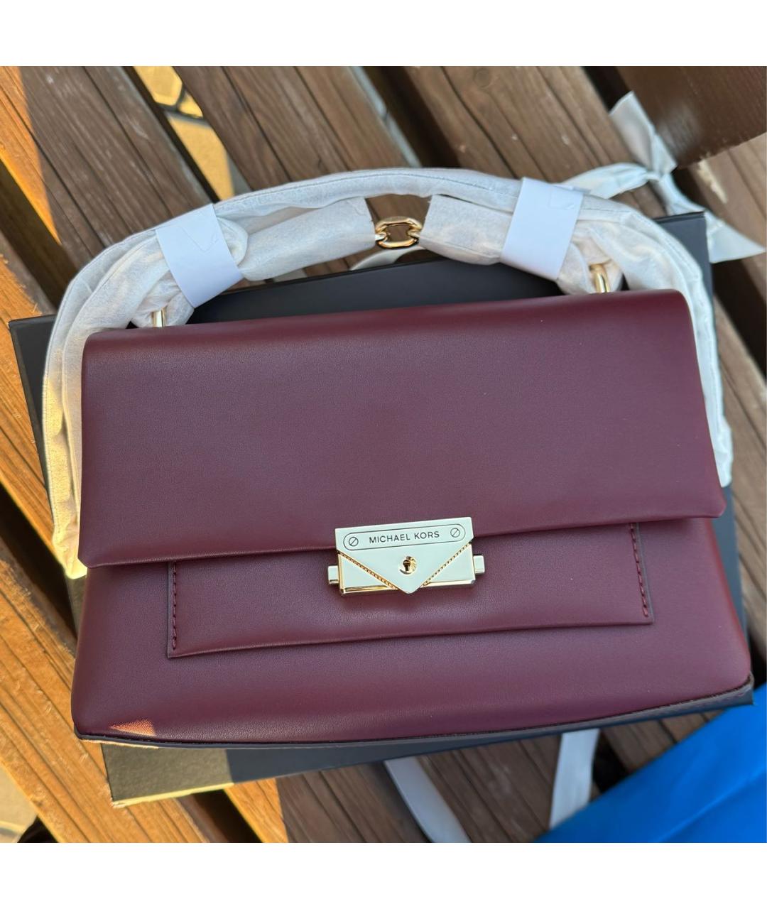 MICHAEL KORS Бордовая кожаная сумка через плечо, фото 6
