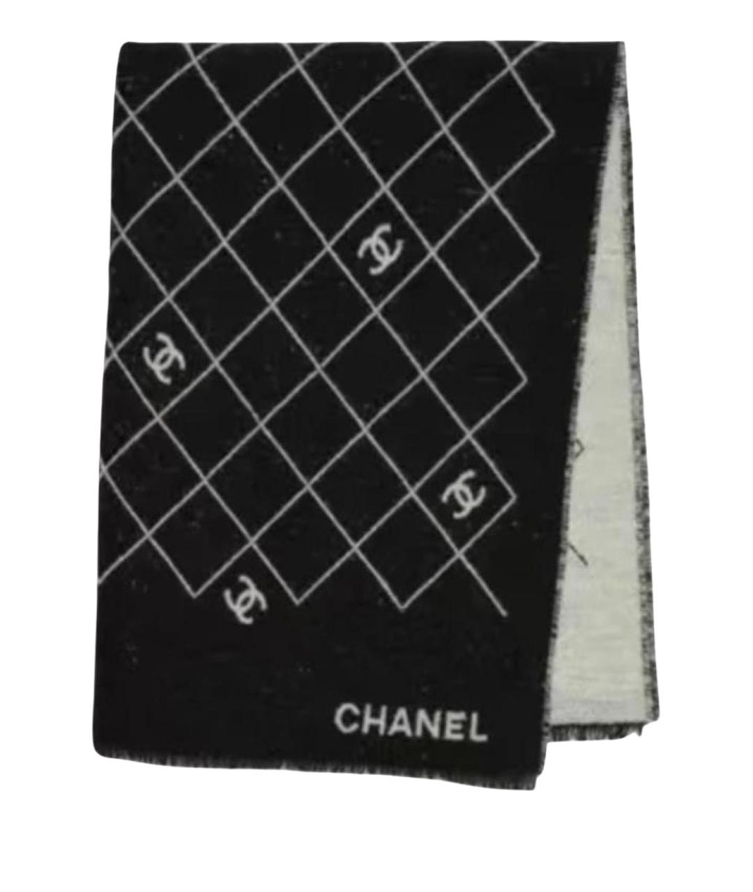 CHANEL Черный шерстяной шарф, фото 1