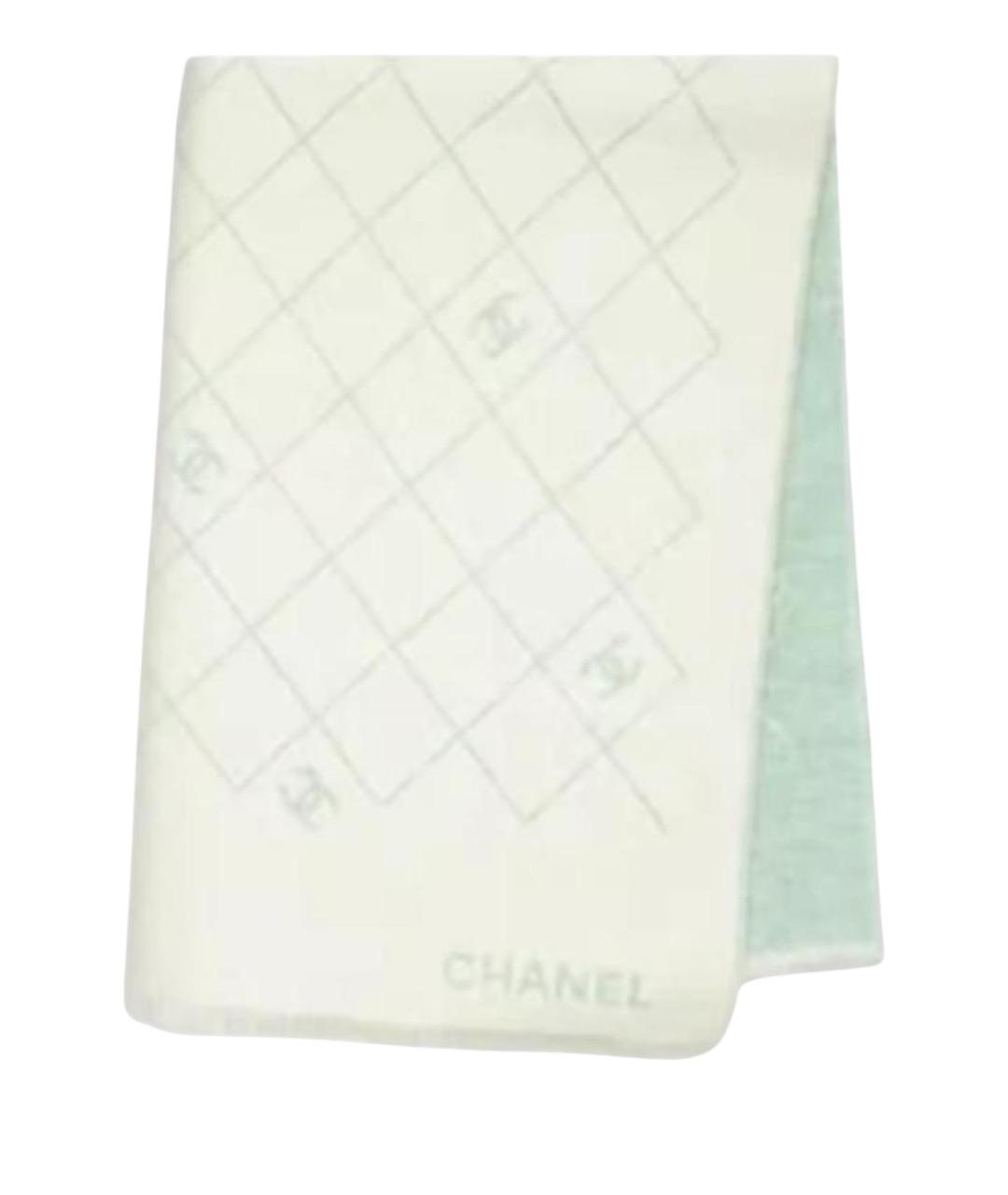 CHANEL Белый шерстяной шарф, фото 1