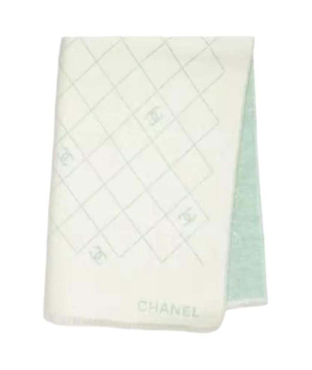 CHANEL Белый шерстяной шарф, фото 2