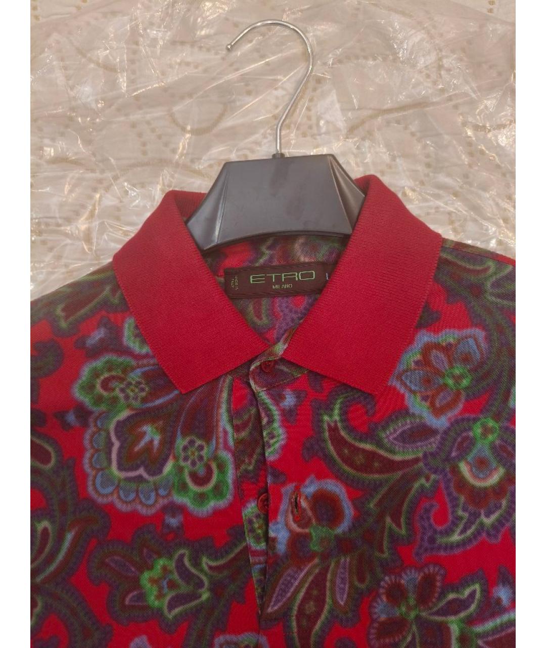 ETRO Бордовое хлопко-эластановое поло с коротким рукавом, фото 3