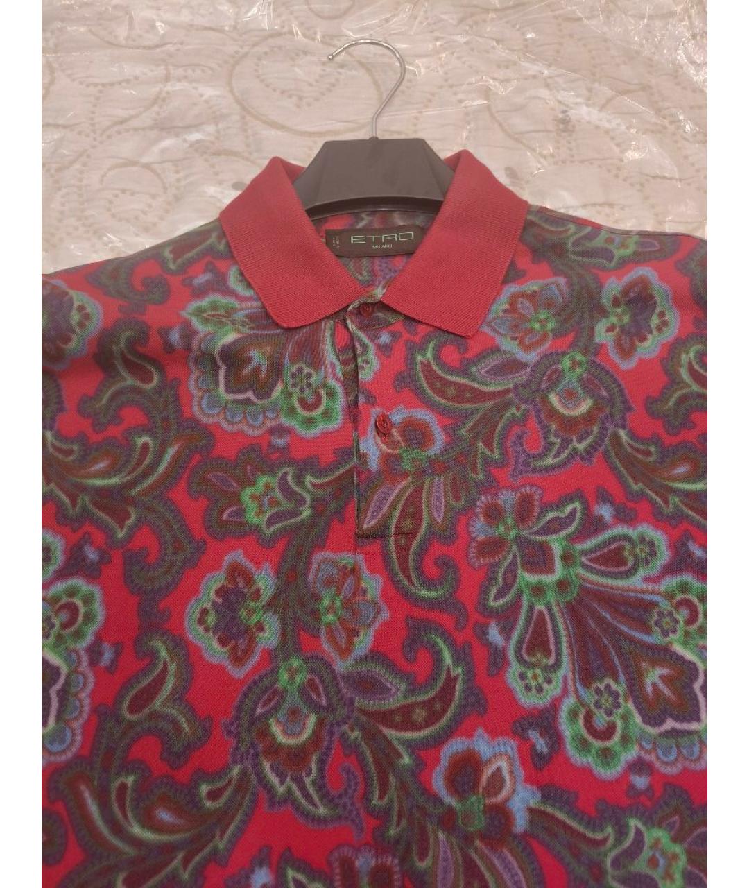 ETRO Бордовое хлопко-эластановое поло с коротким рукавом, фото 2