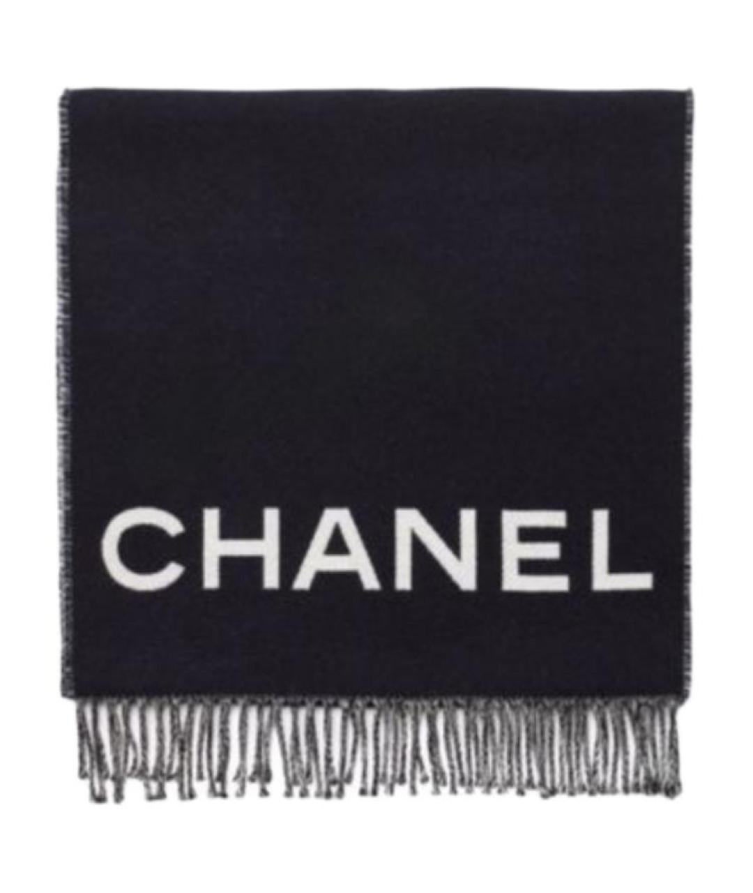 CHANEL Черный шерстяной шарф, фото 1