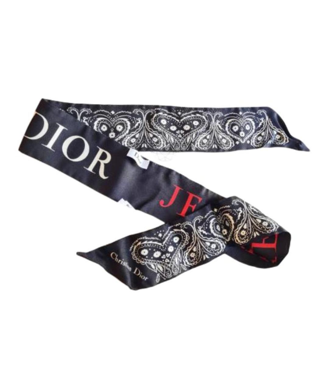 CHRISTIAN DIOR Черный шелковый шарф, фото 3