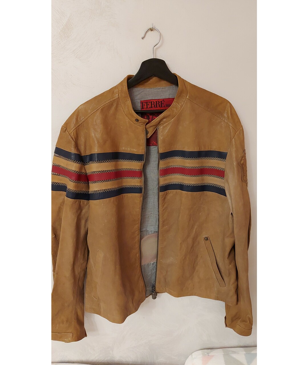 GIANFRANCO FERRE Бежевая кожаная куртка, фото 9