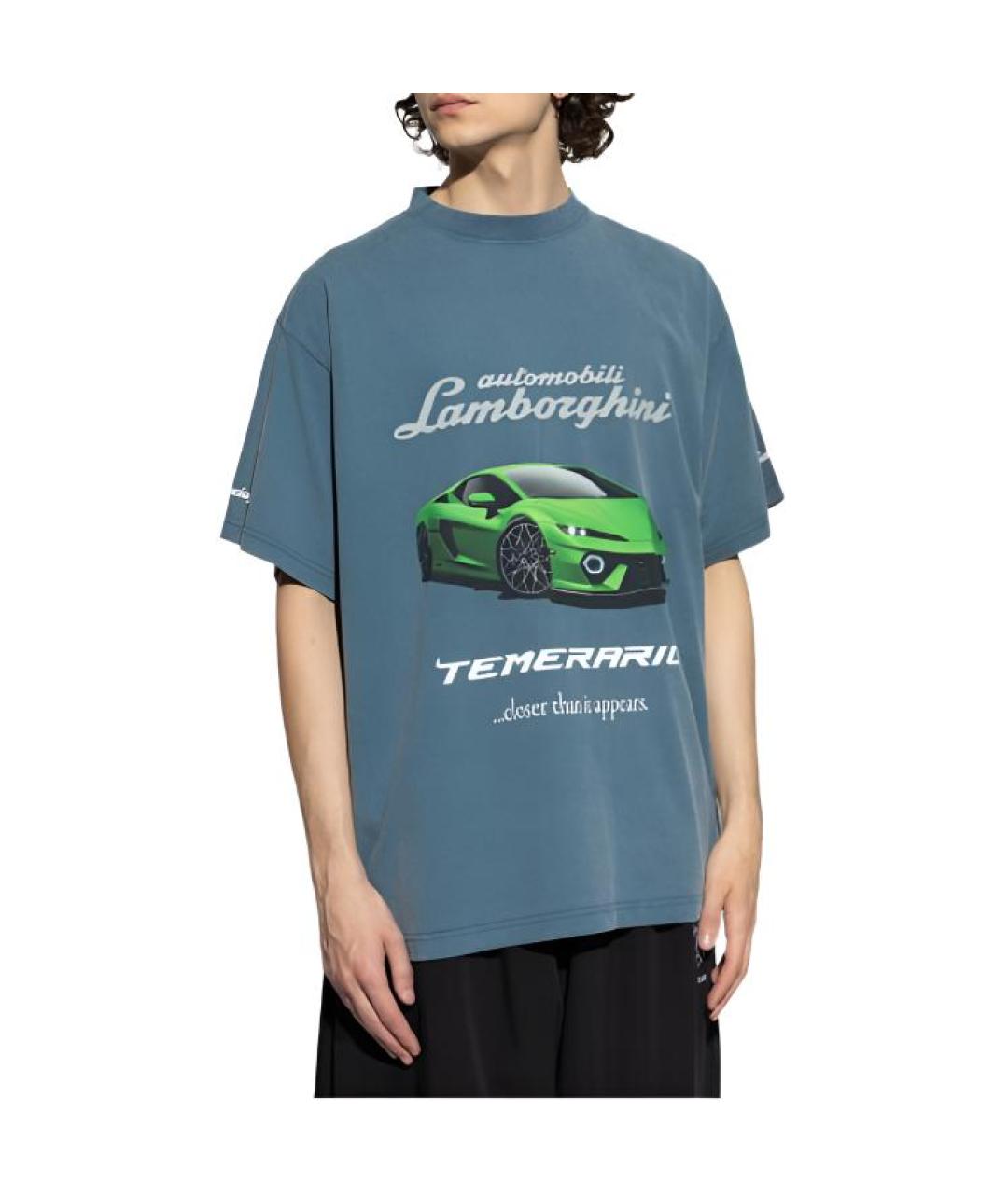 BALENCIAGA Синяя футболка, фото 3