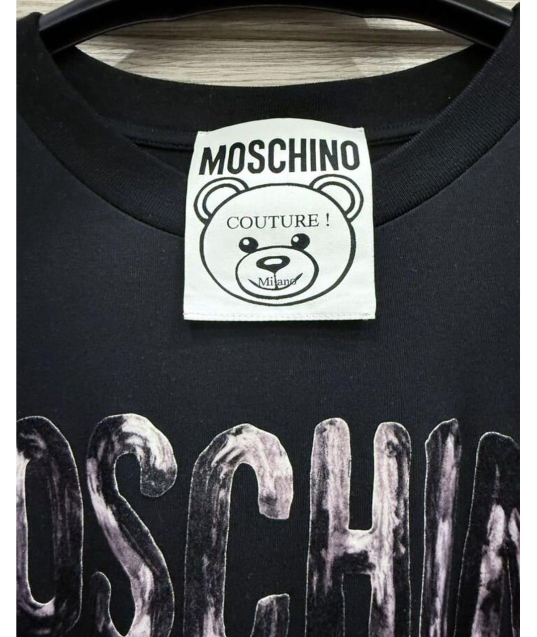 MOSCHINO Черная хлопковая футболка, фото 3