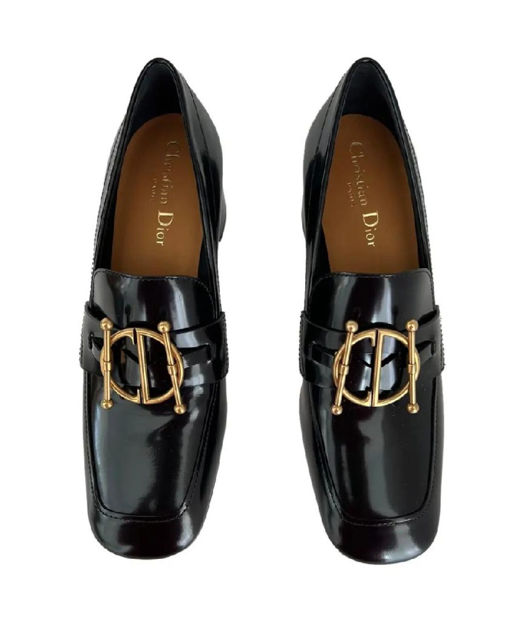 CHRISTIAN DIOR Черные кожаные лоферы, фото 3