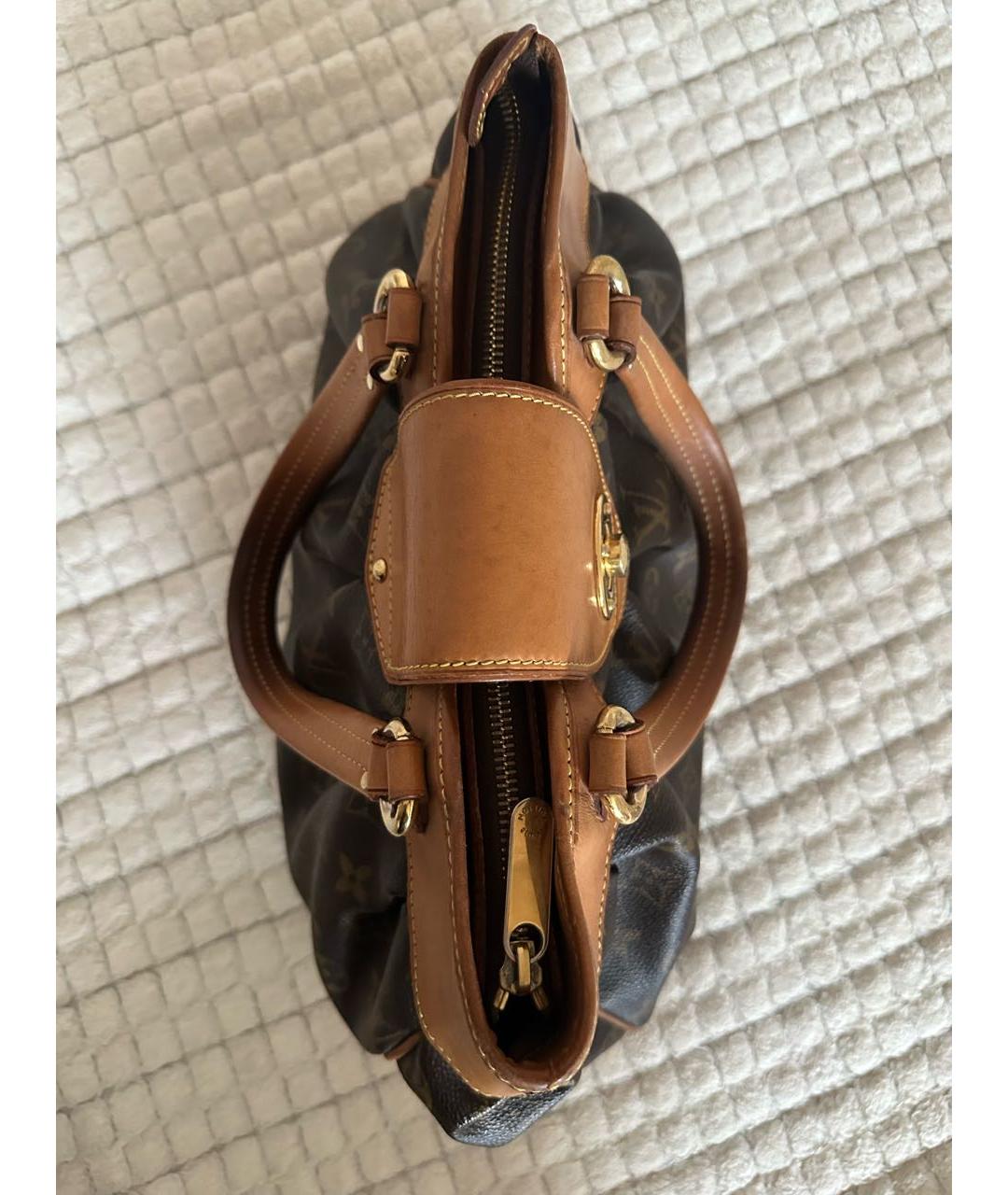 LOUIS VUITTON Коричневая кожаная сумка с короткими ручками, фото 4
