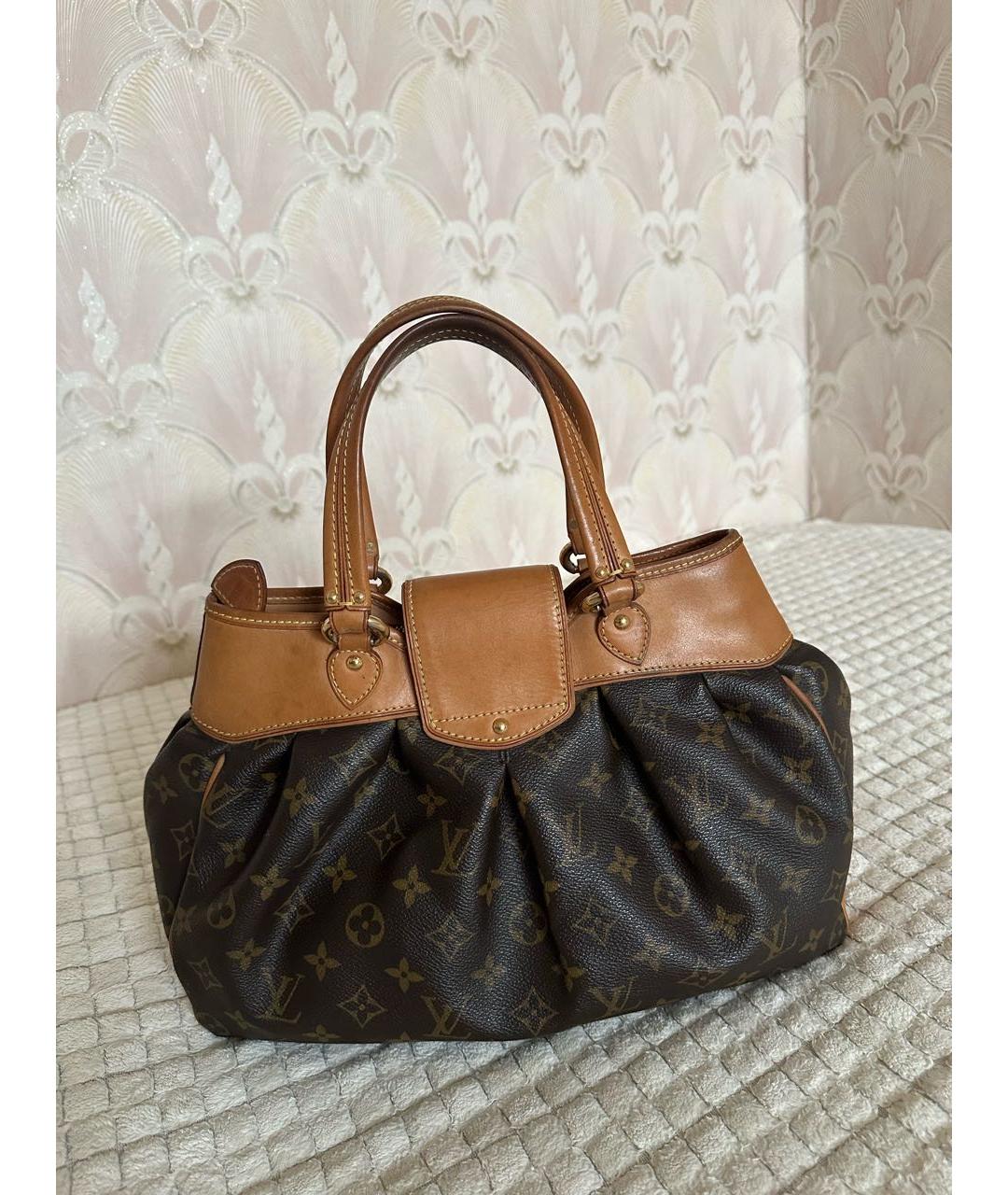 LOUIS VUITTON Коричневая кожаная сумка с короткими ручками, фото 3