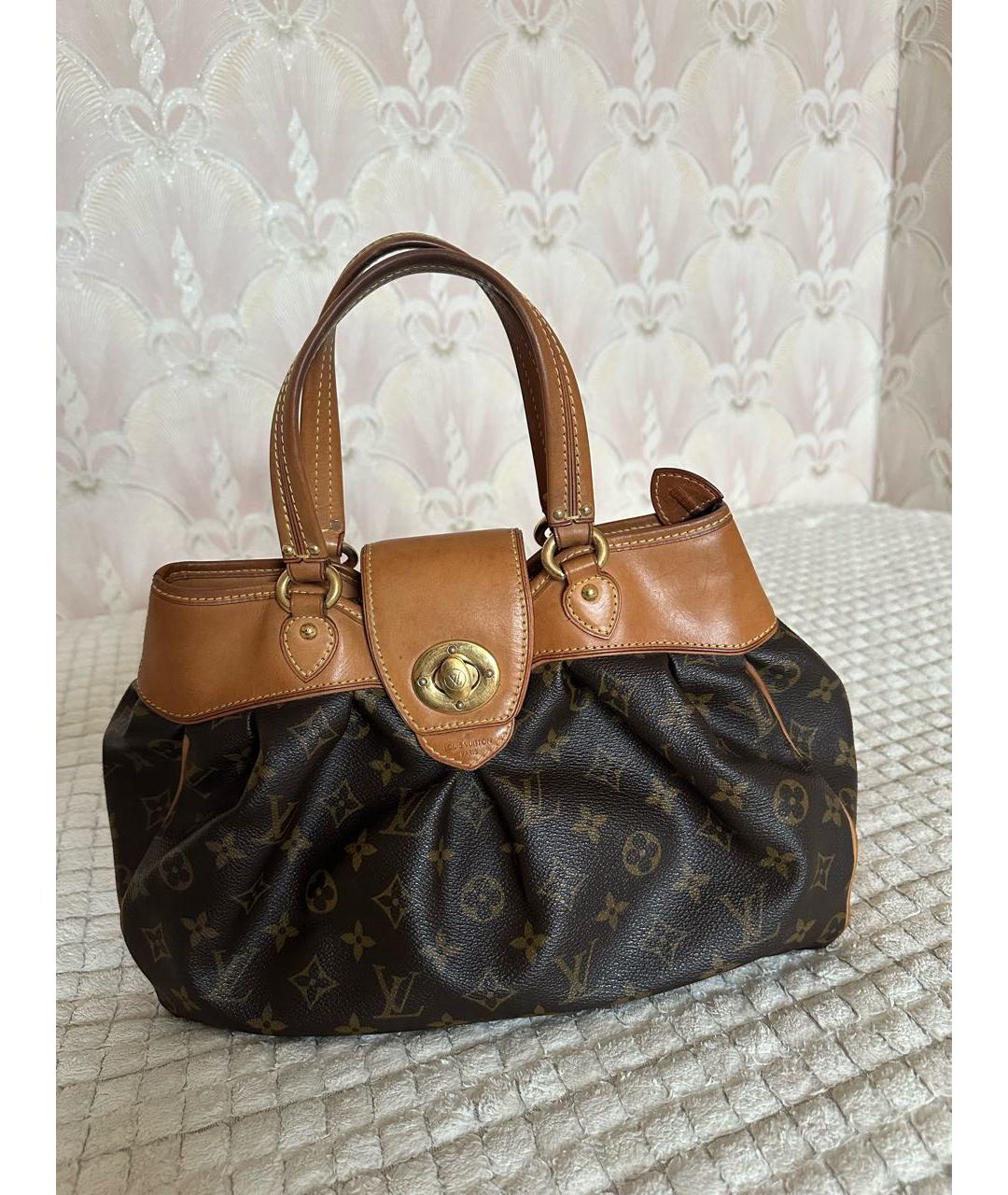 LOUIS VUITTON Коричневая кожаная сумка с короткими ручками, фото 7