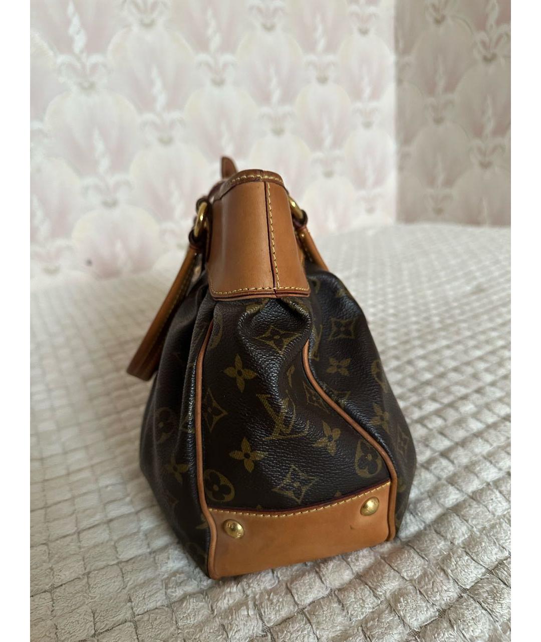 LOUIS VUITTON Коричневая кожаная сумка с короткими ручками, фото 5