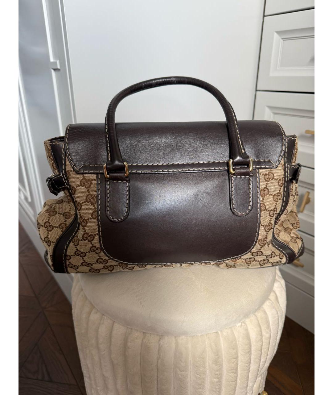 GUCCI Коричневая кожаная сумка с короткими ручками, фото 3