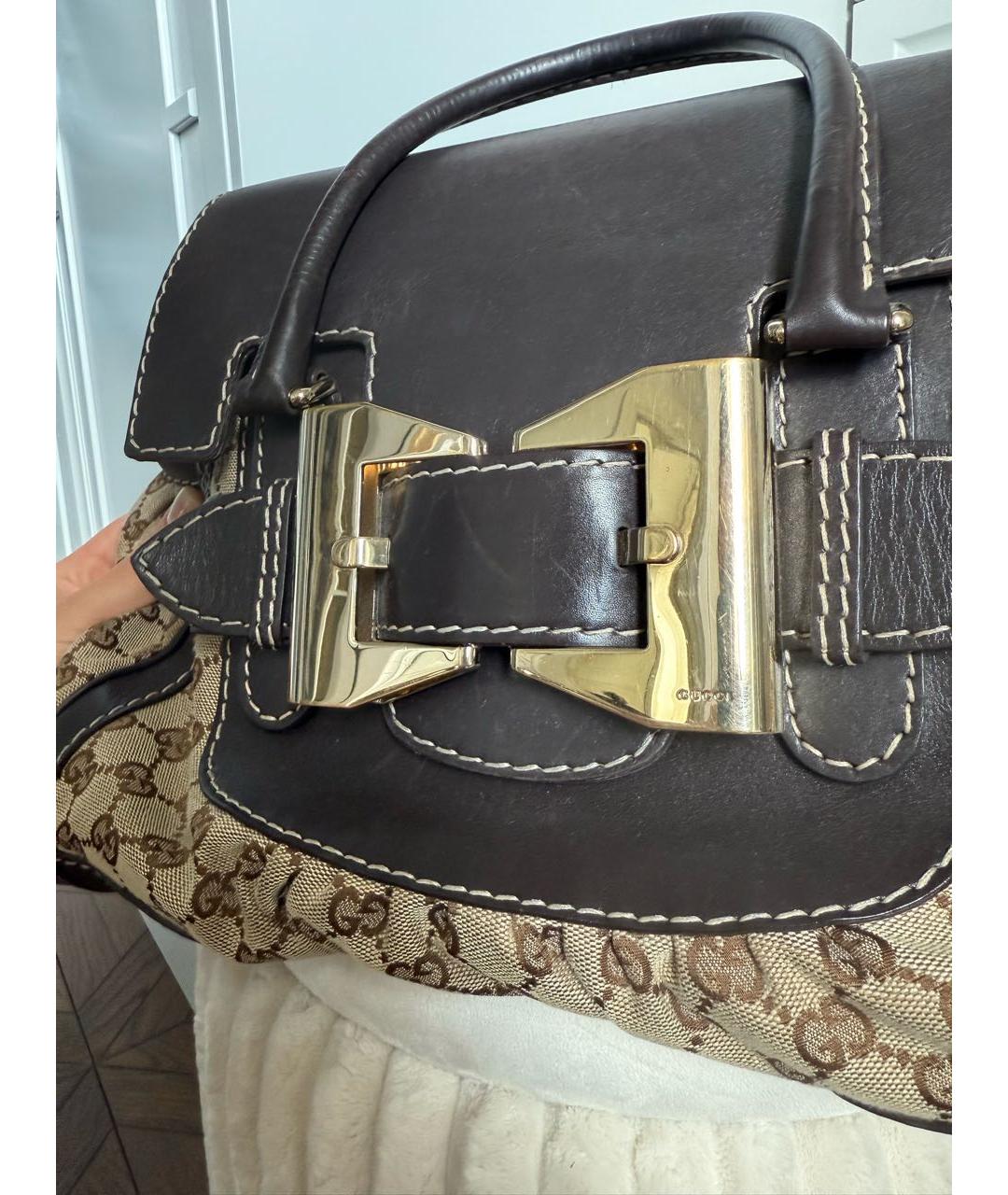 GUCCI Коричневая кожаная сумка с короткими ручками, фото 7