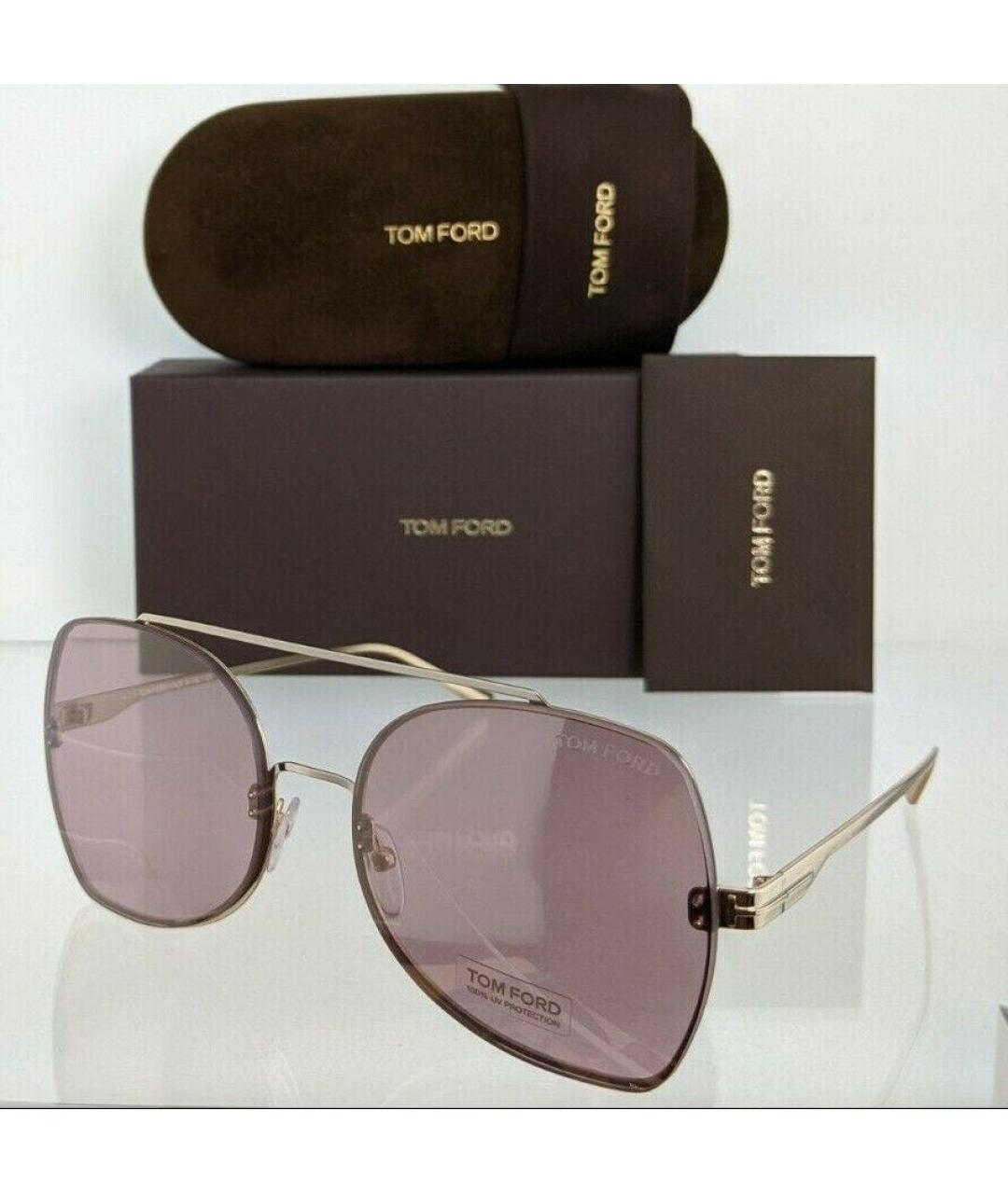 TOM FORD Розовые металлические солнцезащитные очки, фото 5