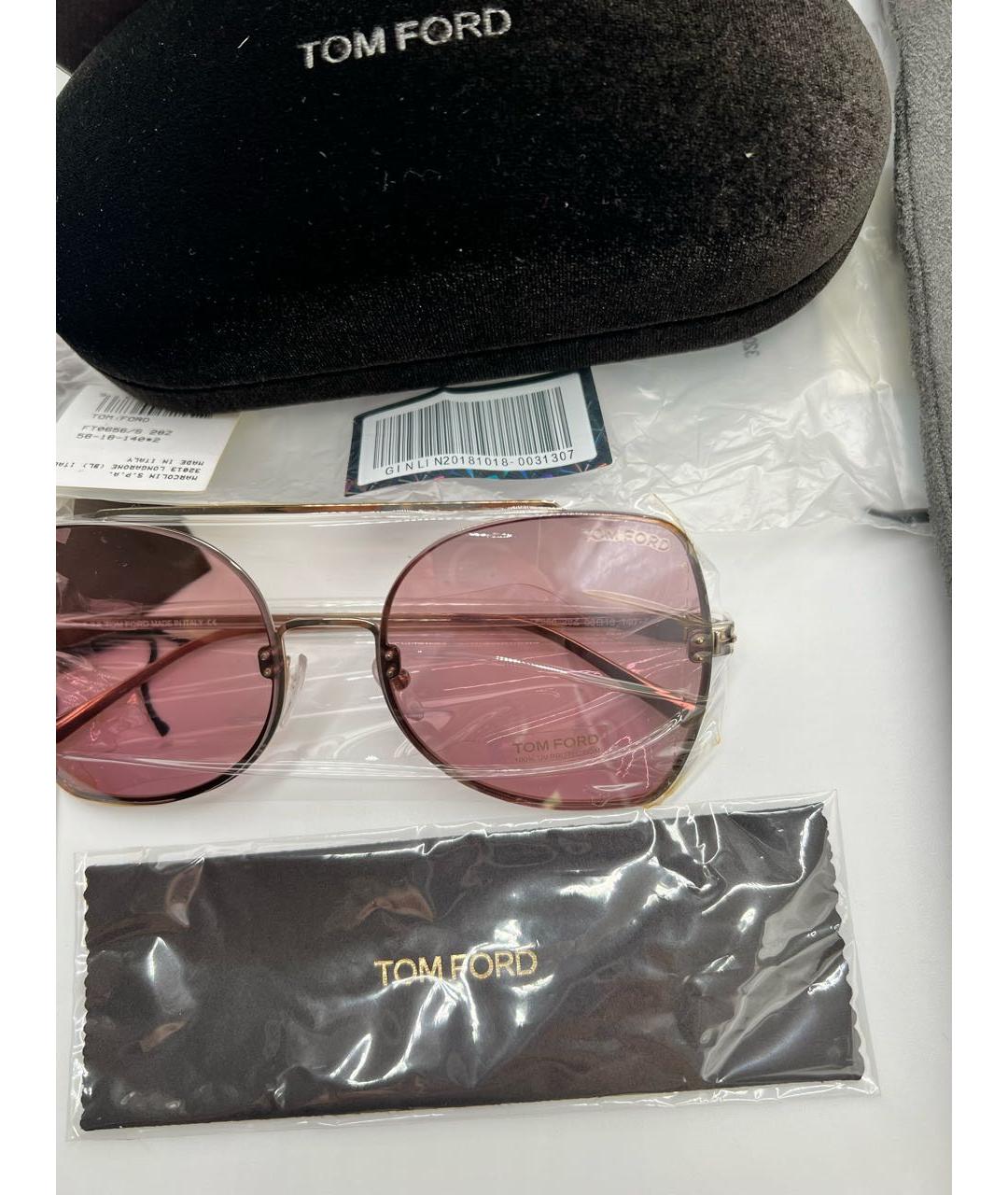 TOM FORD Розовые металлические солнцезащитные очки, фото 3