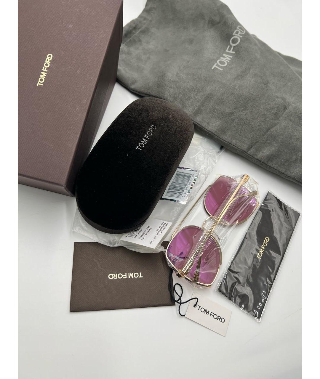 TOM FORD Розовые металлические солнцезащитные очки, фото 5