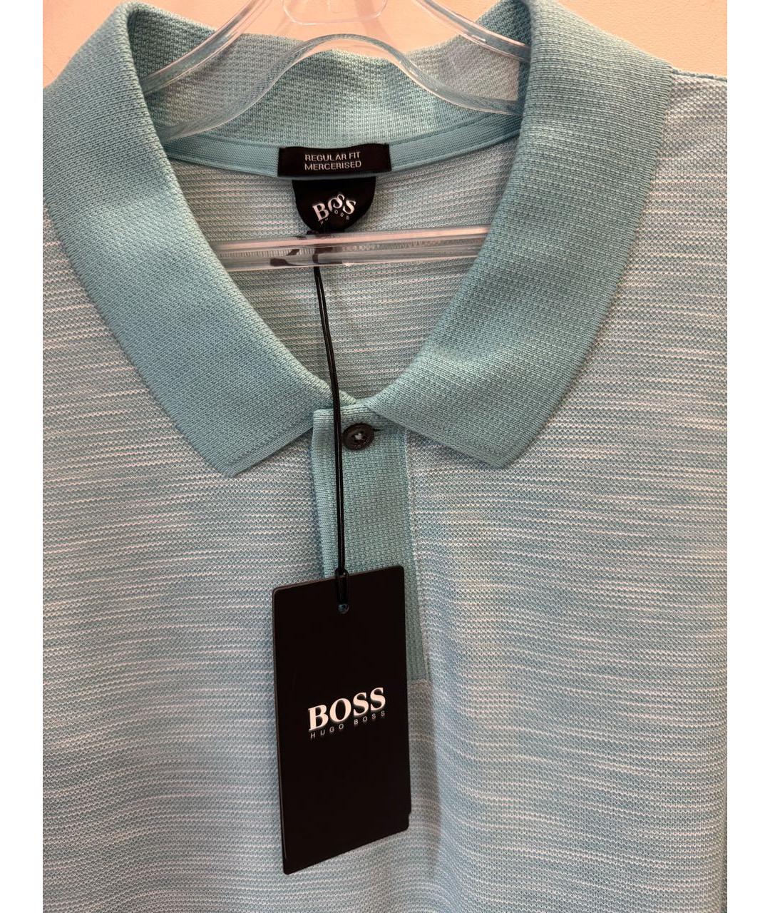 HUGO BOSS Бирюзовое хлопковое поло с коротким рукавом, фото 3