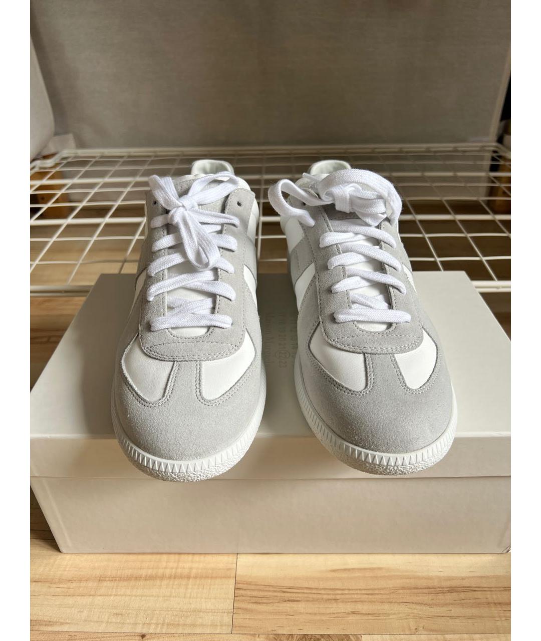 MAISON MARGIELA Белые кожаные низкие кроссовки / кеды, фото 2