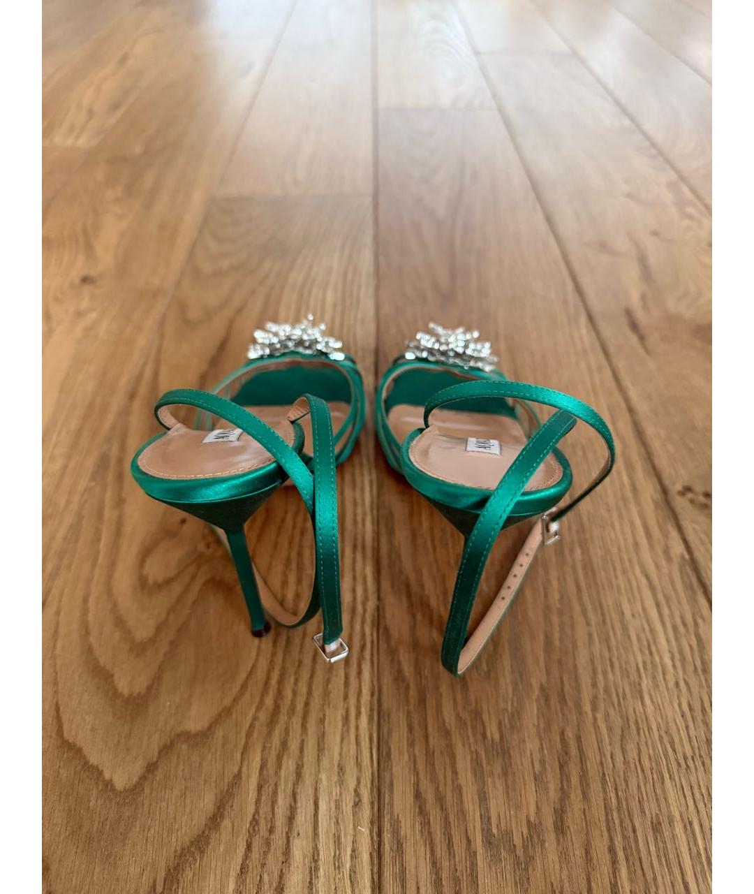 AQUAZZURA Зеленые текстильные босоножки, фото 3