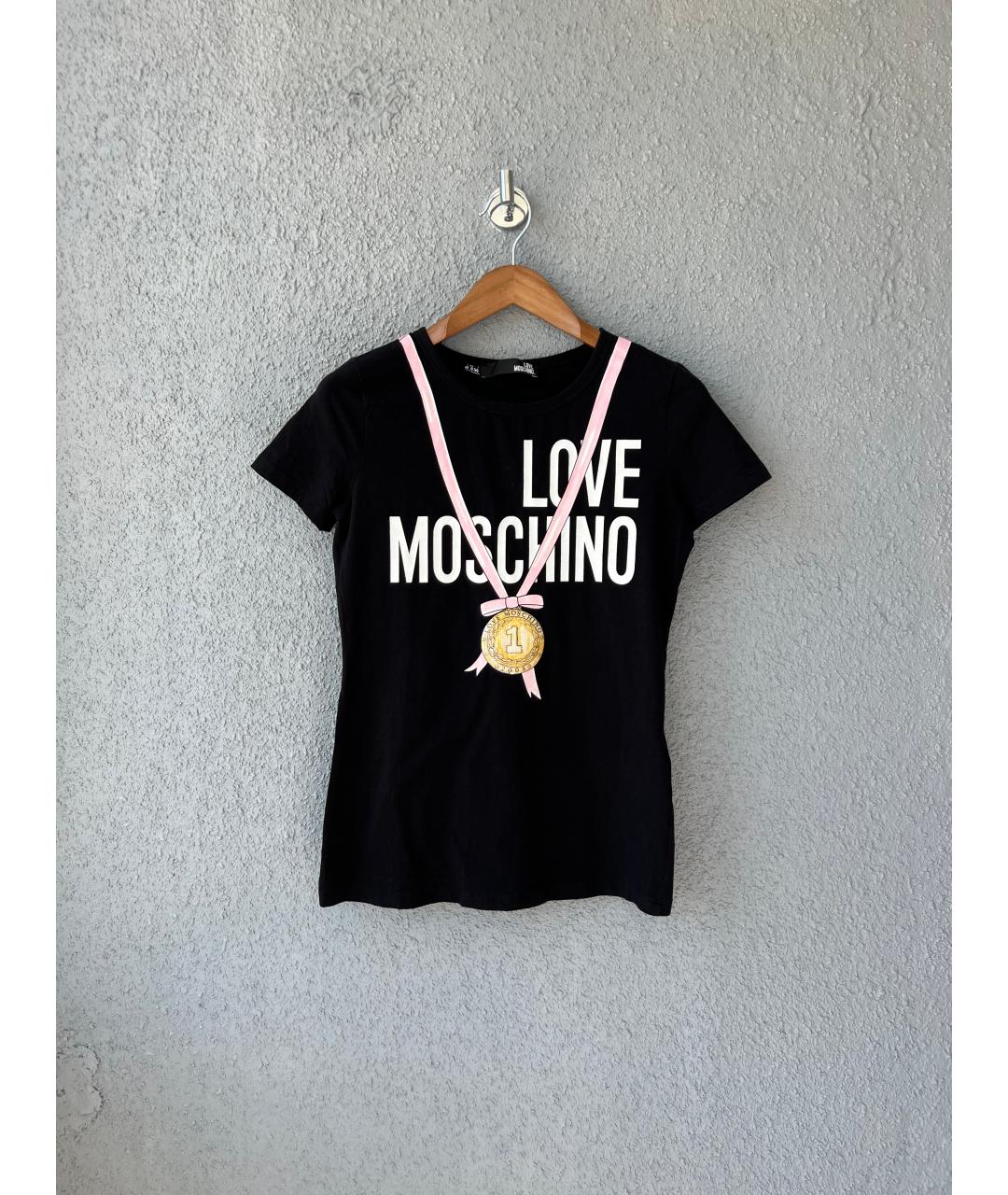 MOSCHINO Черная хлопковая футболка, фото 2