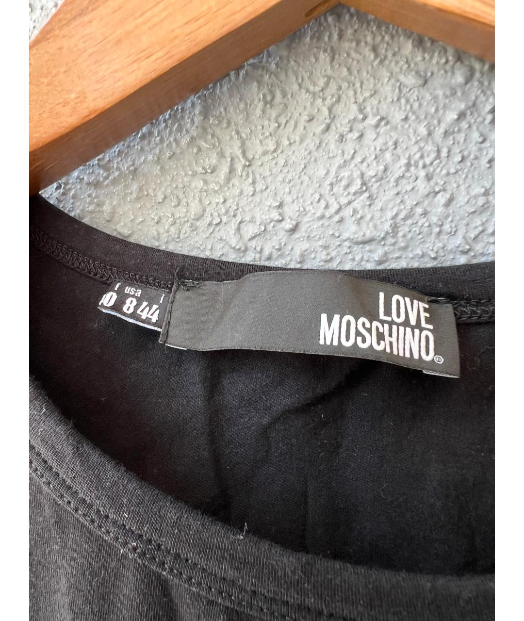 MOSCHINO Черная хлопковая футболка, фото 4