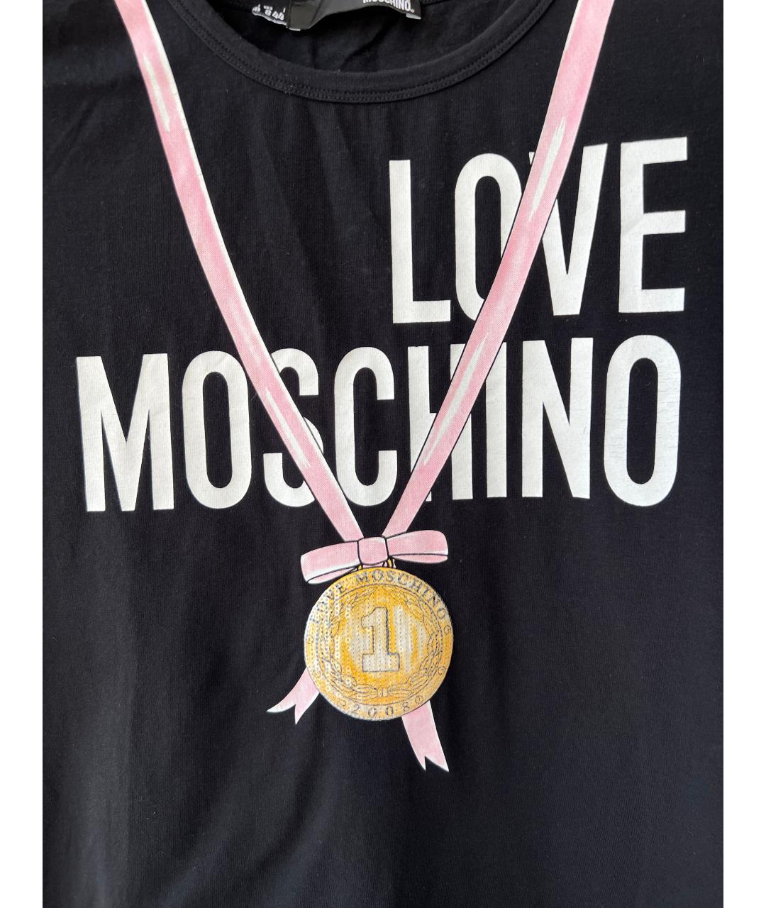 MOSCHINO Черная хлопковая футболка, фото 3
