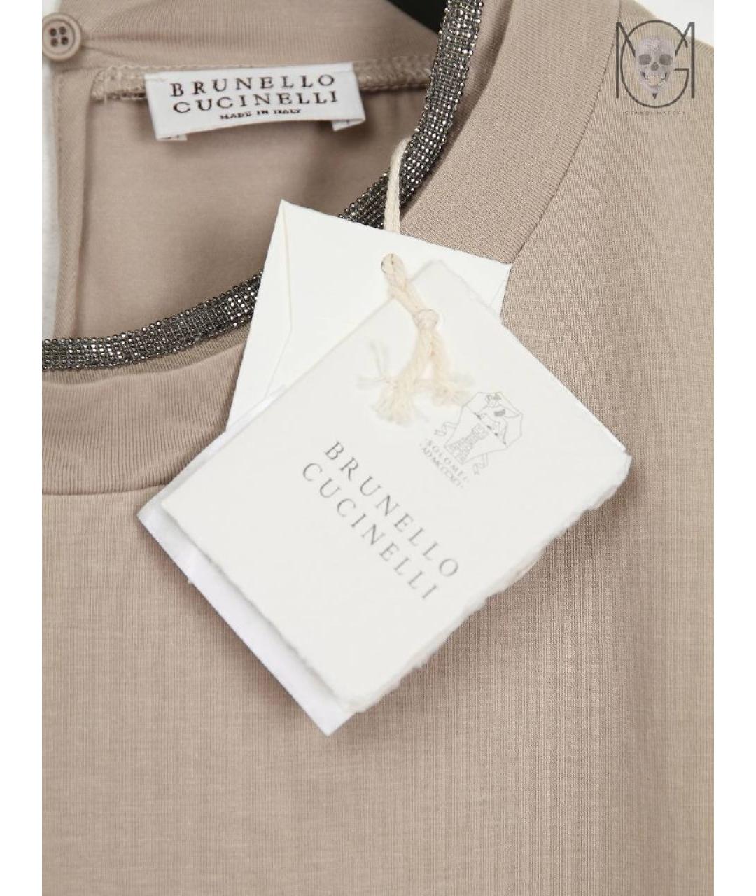 BRUNELLO CUCINELLI Бежевая хлопковая футболка, фото 3