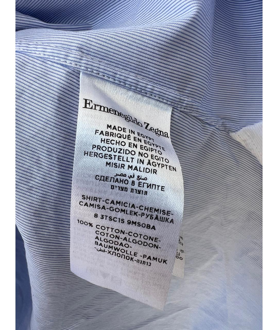 ZEGNA Голубая хлопковая классическая рубашка, фото 4