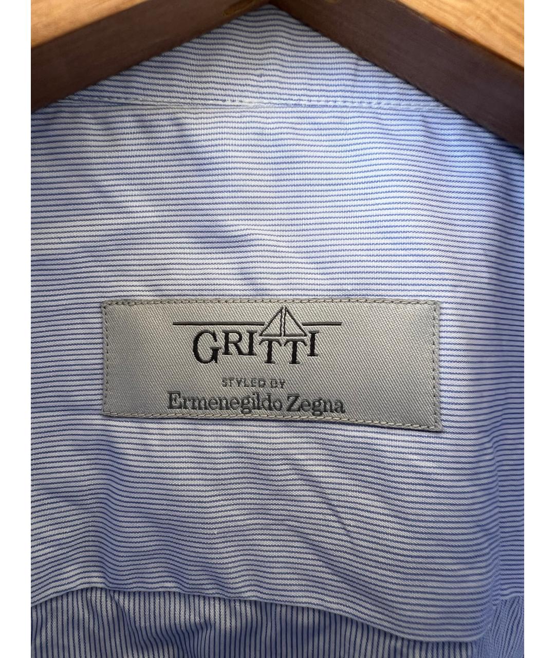 ZEGNA Голубая хлопковая классическая рубашка, фото 2