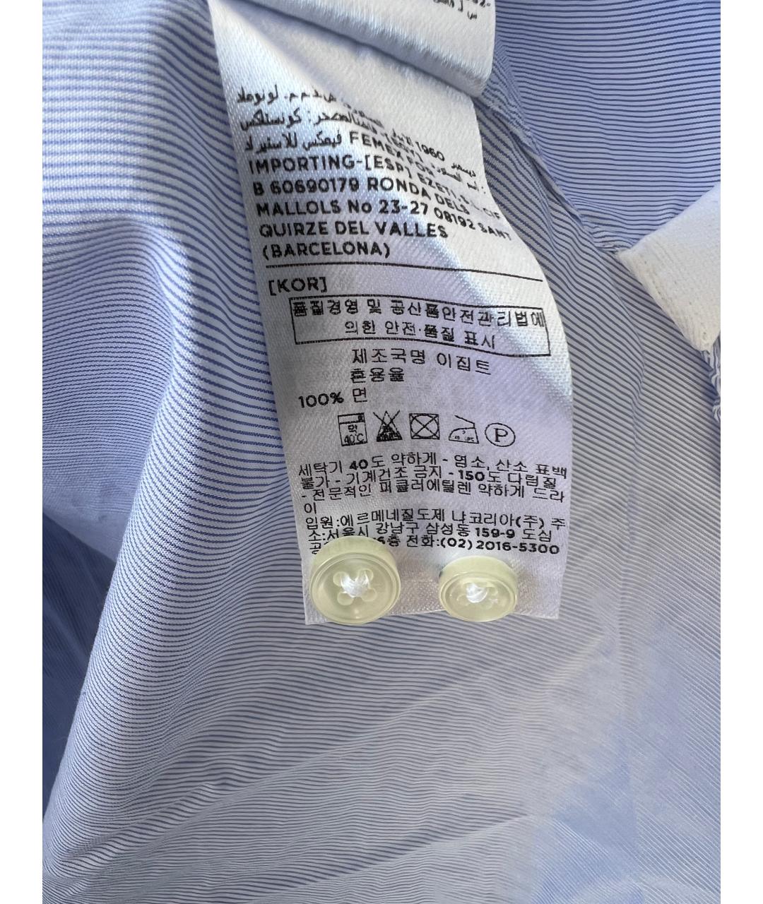 ZEGNA Голубая хлопковая классическая рубашка, фото 5