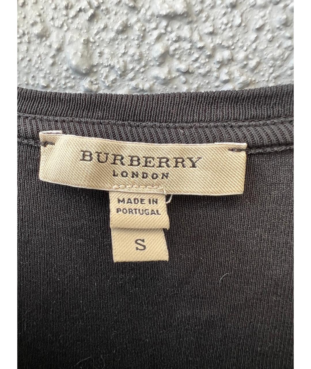 BURBERRY Темно-синяя хлопковая футболка, фото 3
