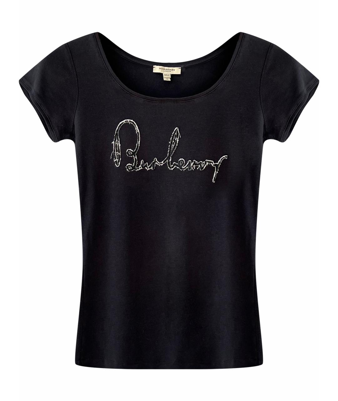 BURBERRY Темно-синяя хлопковая футболка, фото 1