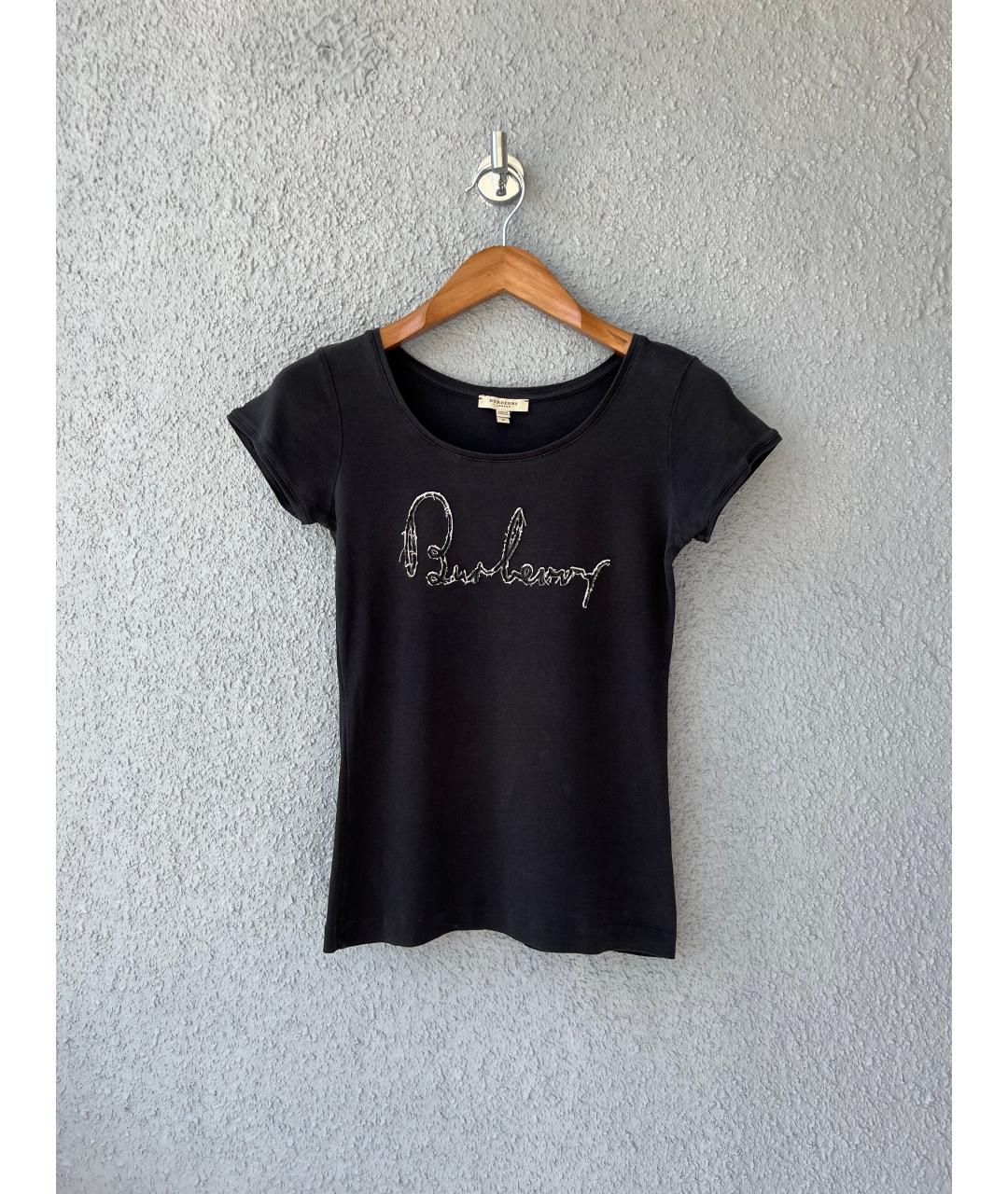 BURBERRY Темно-синяя хлопковая футболка, фото 6