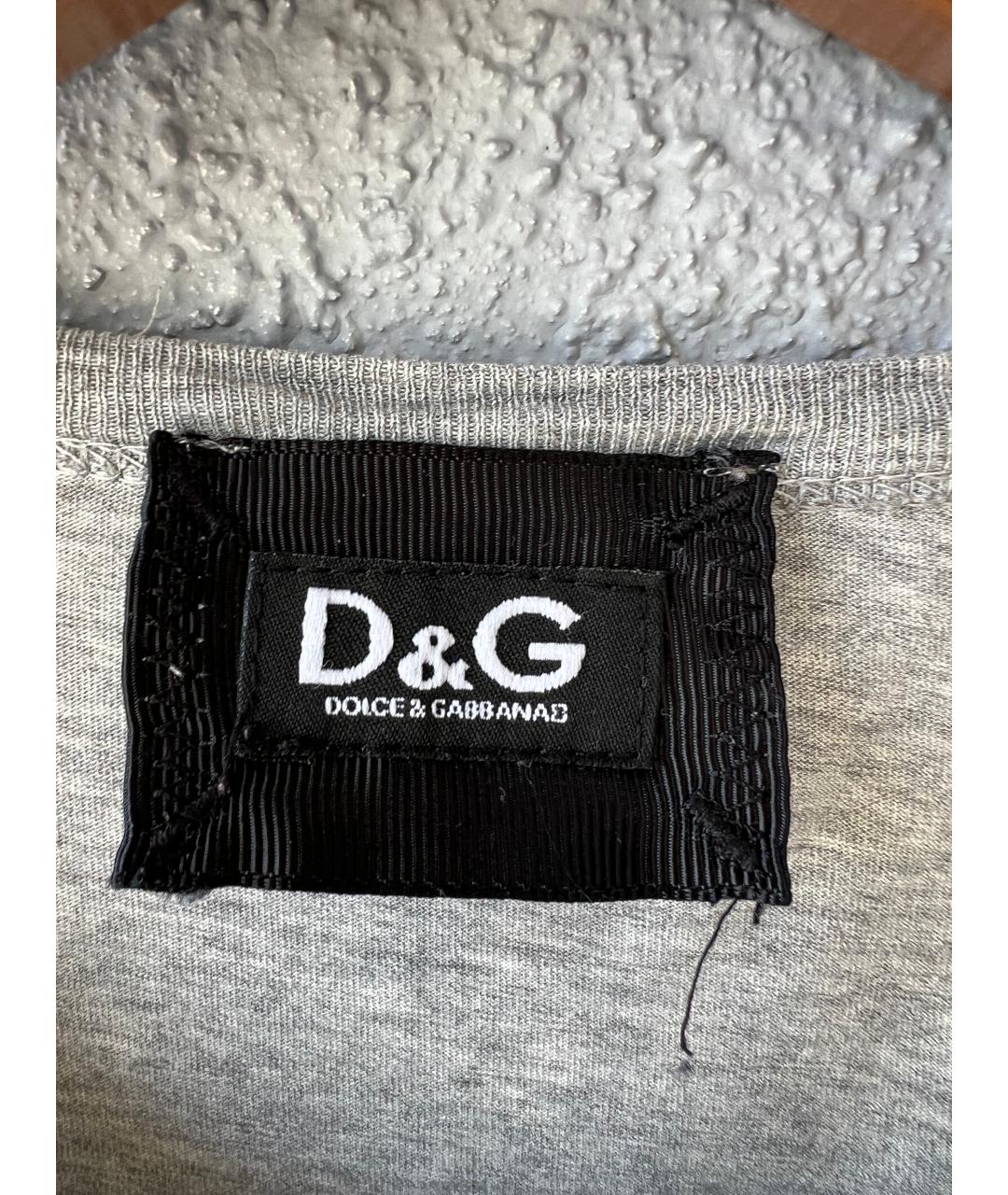 DOLCE&GABBANA Серая хлопковая футболка, фото 3